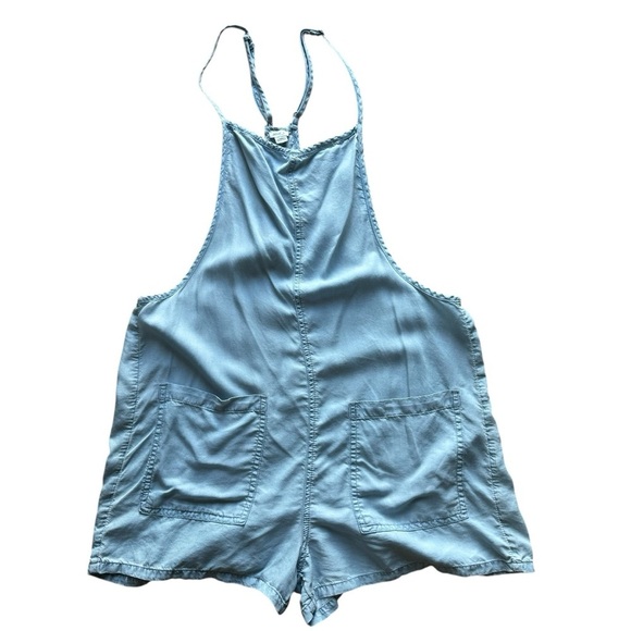 Aerie Women’s S/P Blue Chambray Bib Shortalls Overall Jumper Romper Playsuit - Picture 1 of 11